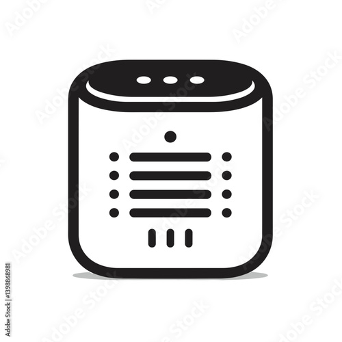 Stylish black air purifier icon on a light background with copy space