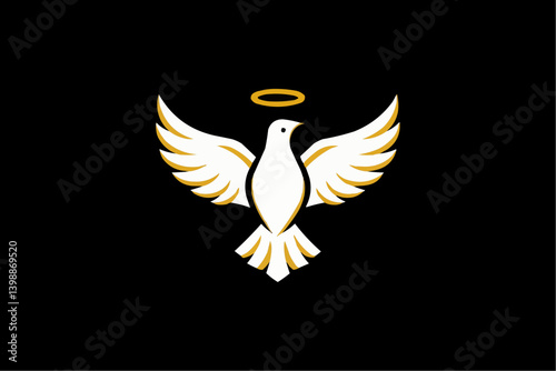 Dove of Peace Logo Design, Abstract Bird Icon

