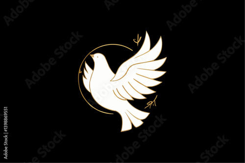 Dove of Peace Logo Design, Abstract Bird Icon

