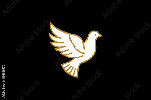 Dove of Peace Logo Design, Abstract Bird Icon


