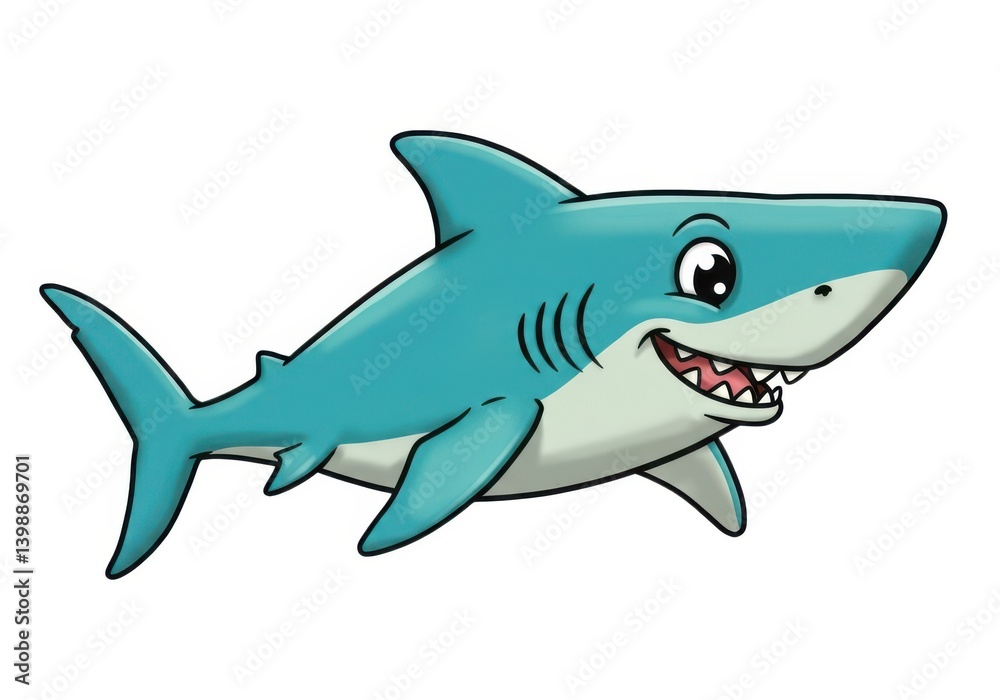 Blue shark cartoon isolated on white Blue shark cartoon isolated on white