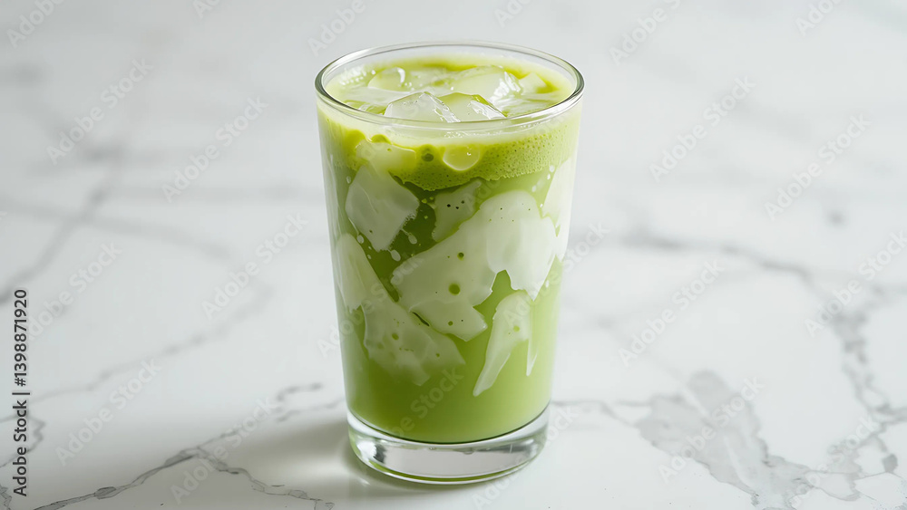 Japanese Green Tea Latte on White Japanese Green Tea Latte on White