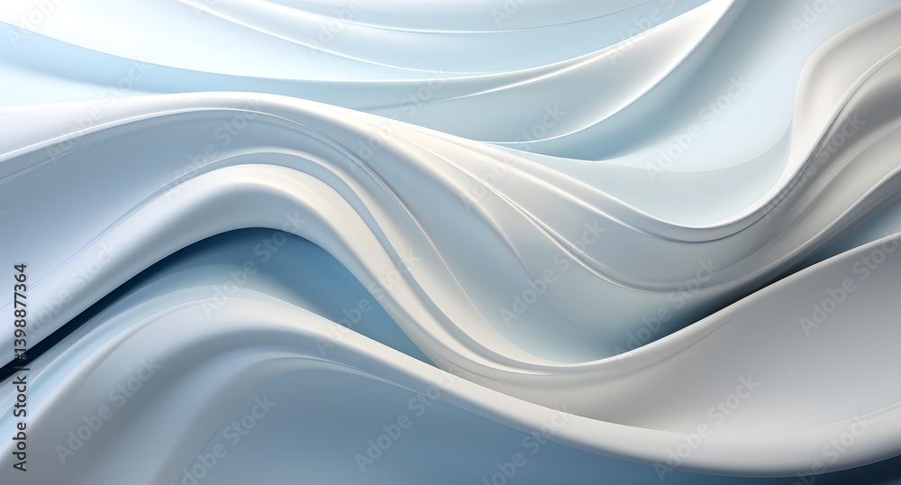 Fototapeta premium Abstract Waves with White and Blue Flowing Fabric Design Background