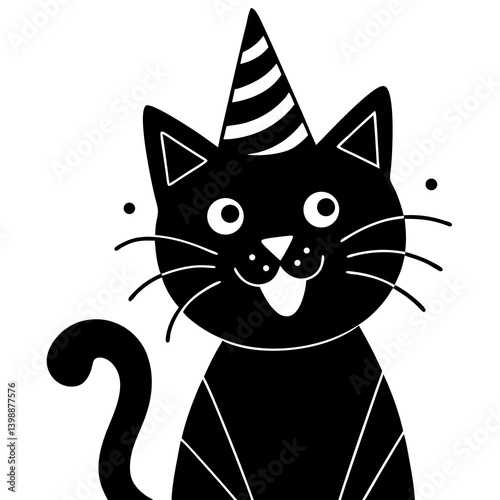 black cat on white background