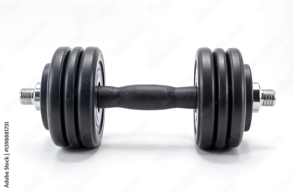 Fototapeta premium Adjustable dumbbell resting on a white surface ready for a workout session at home or gym
