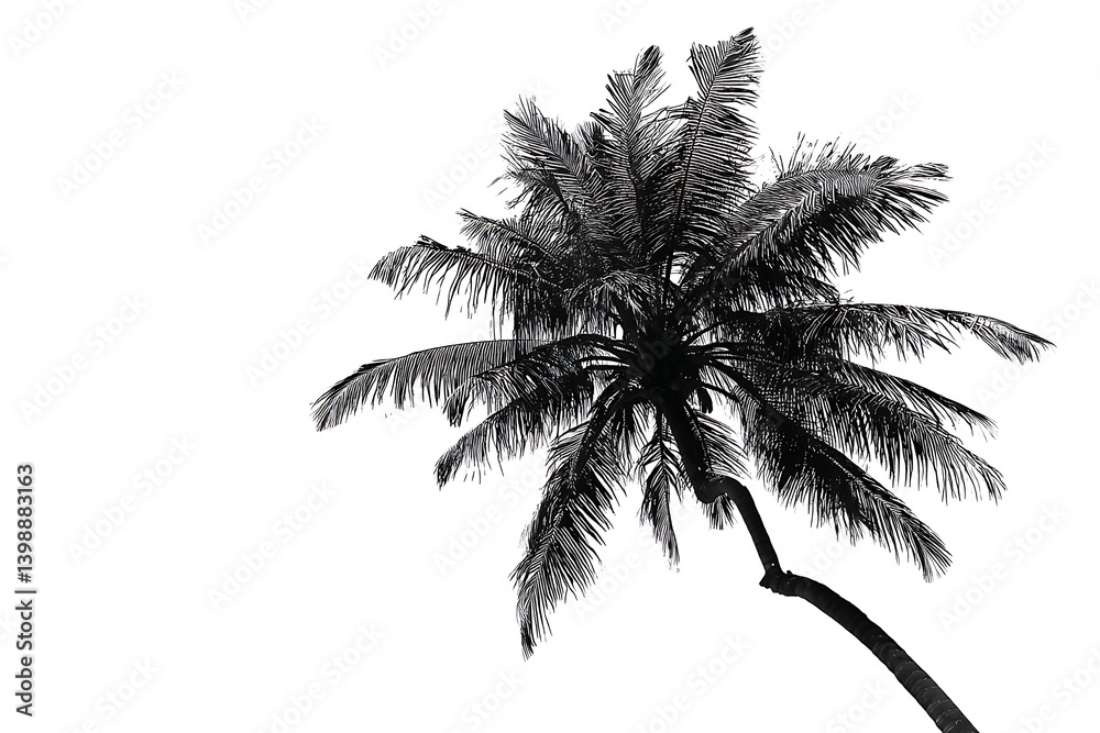 Obraz premium Tropical palm contour white background 