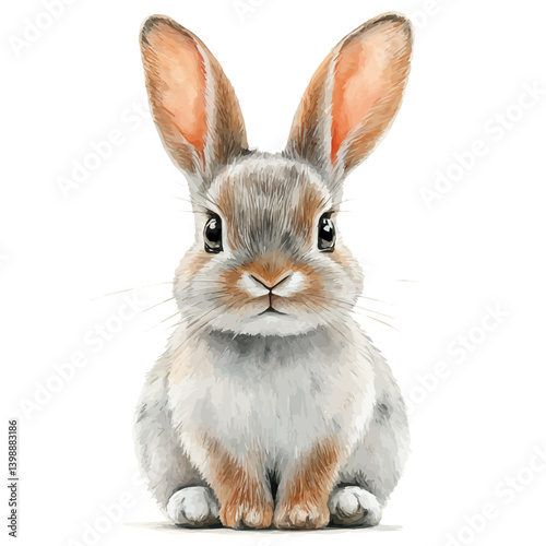 illustration of Rabbit, watercolor vector, isolated on a white background.