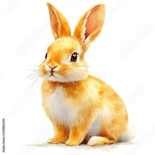 illustration of Rabbit, watercolor vector, isolated on a white background.