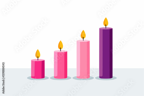 Burning Pink Candle with Purple Candles

