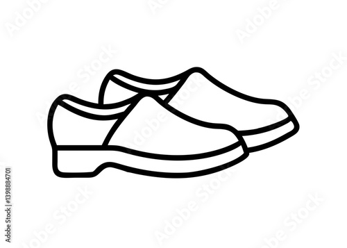 Cute icon with black line drawing. Shoes.