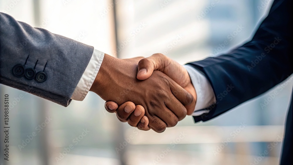 Handshake symbolizing partnership and collaboration in a professional setting. Handshake symbolizing partnership and collaboration in a professional setting.