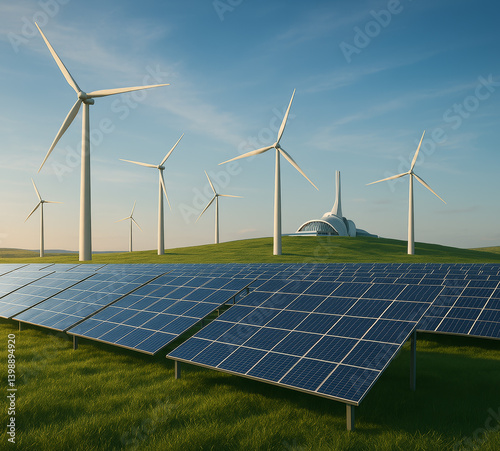 Green Energy with Solar Panels and Wind Turbines