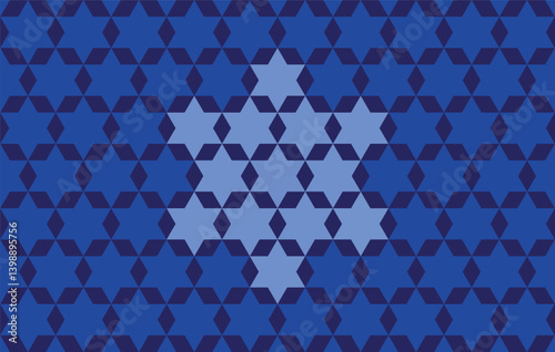Star of David abstract blue vector background. Stylish vector pattern with a Six-pointed star.