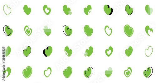 シンプルなハートマーク セット 黄緑