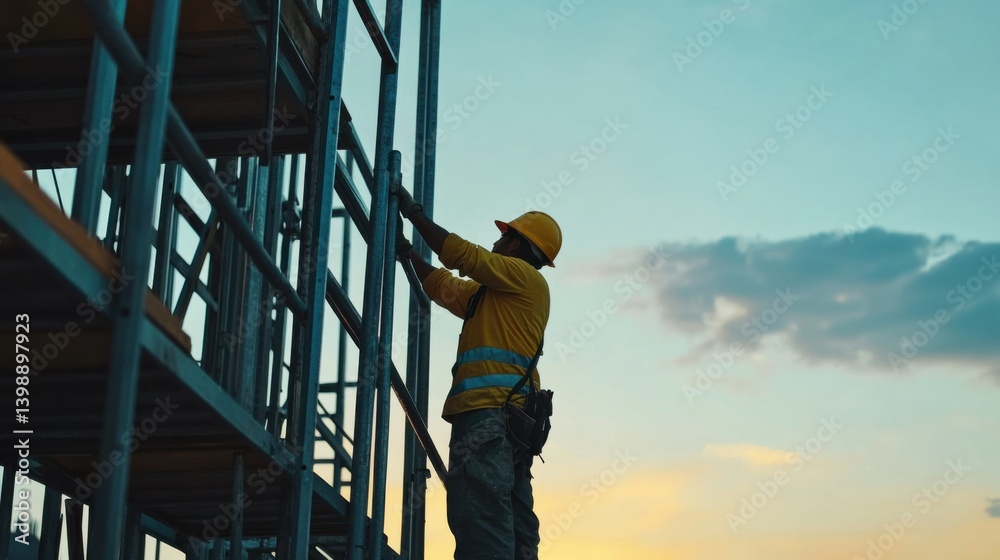 custom made wallpaper toronto digitalA Hispanic construction worker checking scaffolding stability at a construction site. Featuring safety and focus