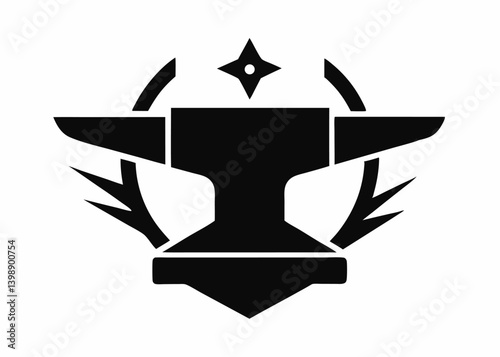 blacksmith symbol anvil icon hammer silhouette