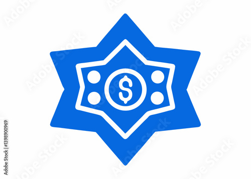blue icon money symbol dollar bills star shape