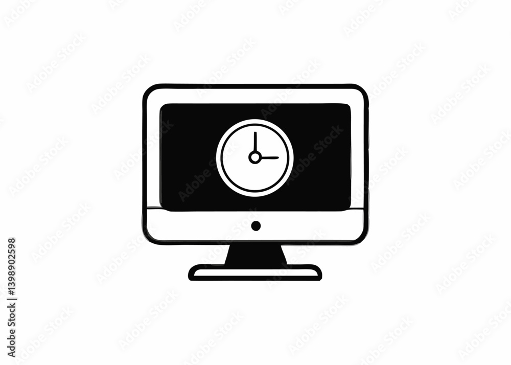 computer monitor icon clock display minimalist d computer monitor icon clock display minimalist d