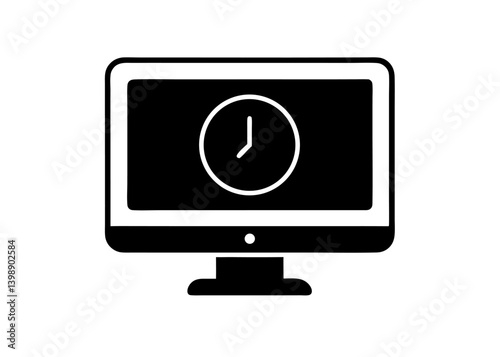 computer monitor icon clock display minimalist d