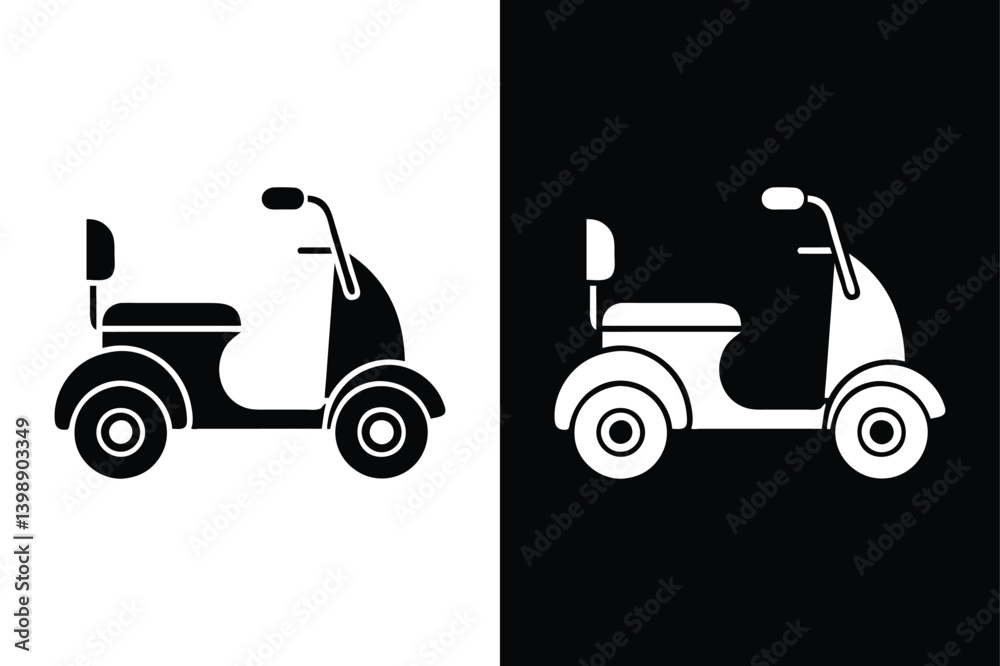 Scooter icon vector on White Background ,Vector Art Illustration on white background. Scooter icon vector on White Background ,Vector Art Illustration on white background.