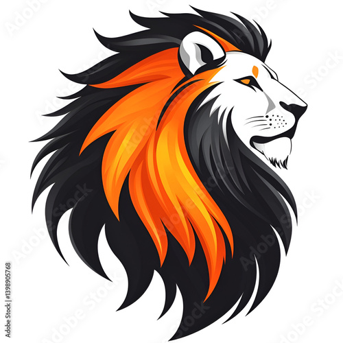 Wallpaper Mural Majestic Profile of a Fierce Lion with Bold Orange and Black Mane Representing Strength and Courage Torontodigital.ca