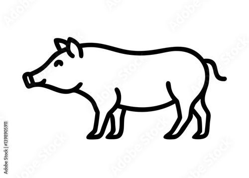 Wild boar. Boar. Icons of the twelve signs of the Chinese zodiac. New Year.