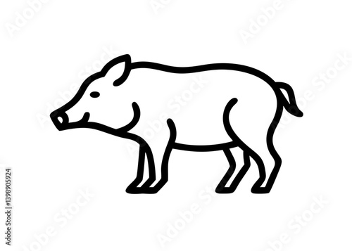 Wild boar. Boar. Icons of the twelve signs of the Chinese zodiac. New Year.