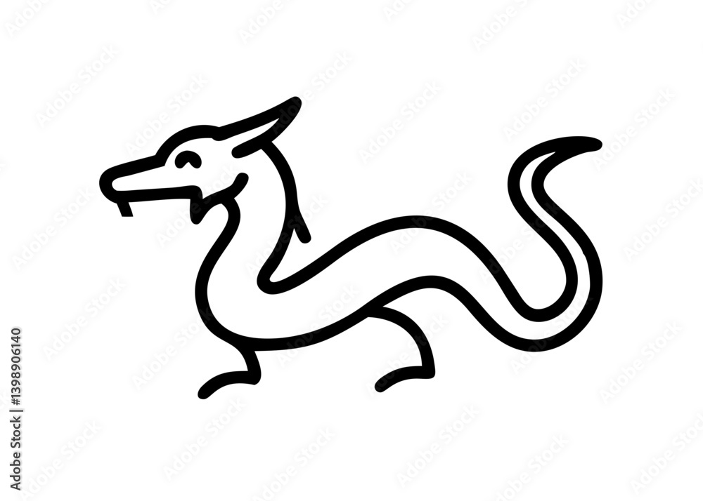 Fototapeta premium Dragon. Icons of the twelve signs of the Chinese zodiac. New Year.