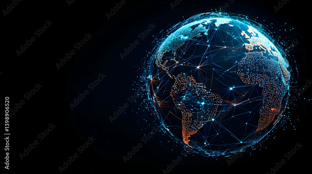 Obraz premium Global Digital Network Earth Graphic Design