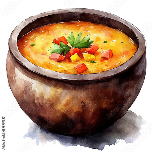 watercolor of Polenta, vector, isolated on a white background.