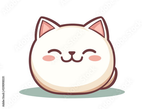 A cute white cat face is depicted winking in a flat modern illustration style