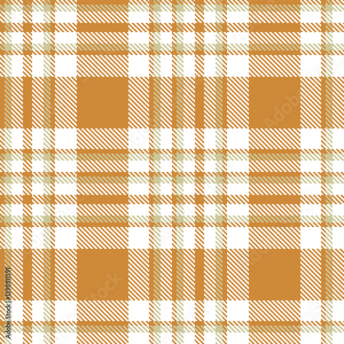 Elegant Seamless Tartan featuring Mellow dull orange and Vintage white Fabric Design