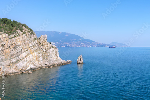 View of seashore from above, seascape. Southern Coast Crimea. Rock Sail, Rock 