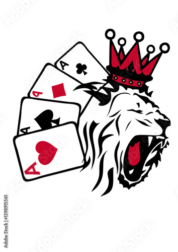 roi poker lion carré d'as couronne tattoo tatouage