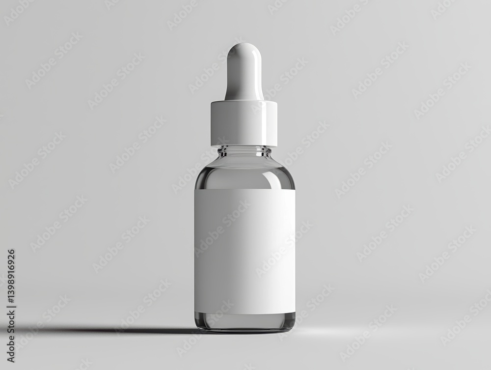 Clear Glass Dropper Bottle Mockup with White Label Clear Glass Dropper Bottle Mockup with White Label