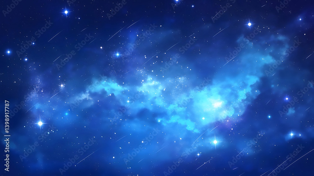 Abstract Blue Space Scene With Stars and Nebula on Dark Background Abstract Blue Space Scene With Stars and Nebula on Dark Background