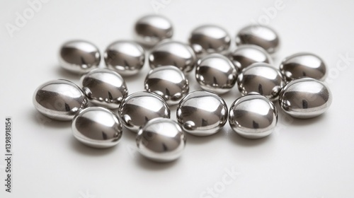 High Reflectivity Lutetium Metal Pellets Displayed on White Surface