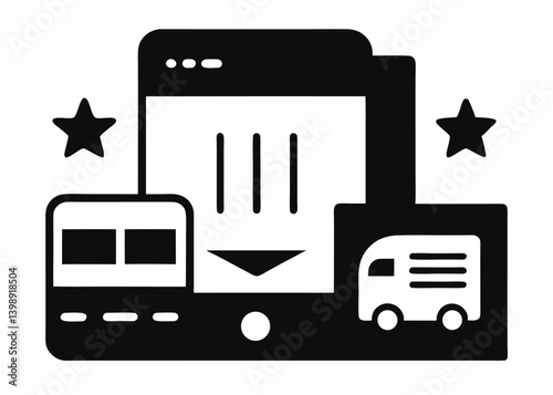 mobile ticketing bus icon smartphone screen eve
