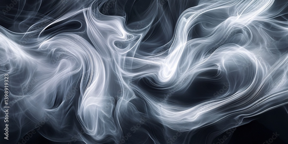 Obraz premium Silky Silver-Gray Smoke with Metallic Shimmer on Dark Background