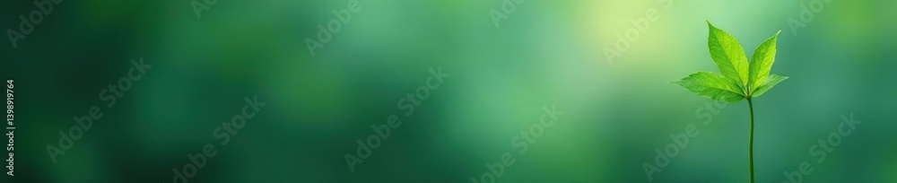 Single plant stem with leaves in misty atmosphere, plant, misty, isolated Single plant stem with leaves in misty atmosphere, plant, misty, isolated