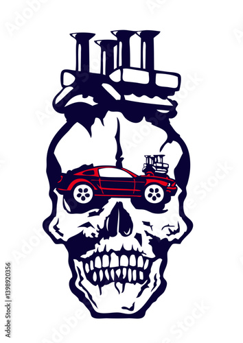 tete de mort voiture vintage moteur