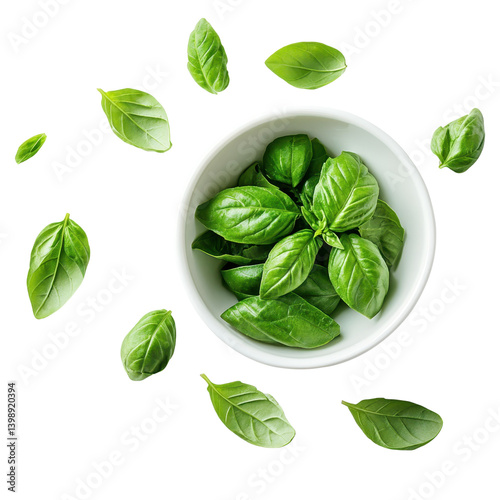 fresh basil Leaves Isolated on white transparent background