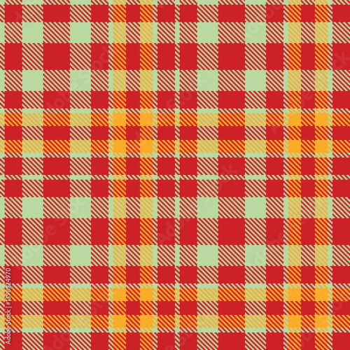 Elegant Seamless Tartan featuring Sandy light grey green and Dark scarlet Fabric Design