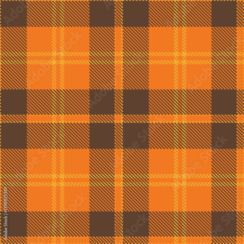 Elegant Seamless Tartan featuring Vibrant butterscotch and Light pumpkin orange Fabric Design