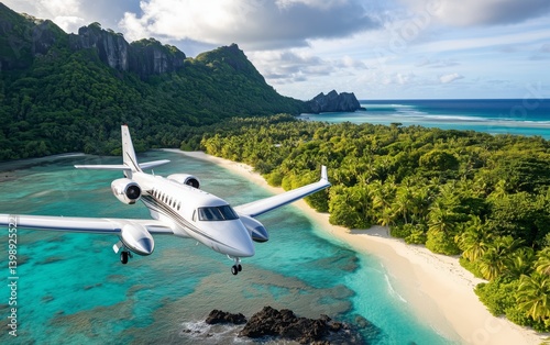 Luxury Private Jet Over a Tropical Island Paradise: A Stunning Vacation Destination life of pilots photo series