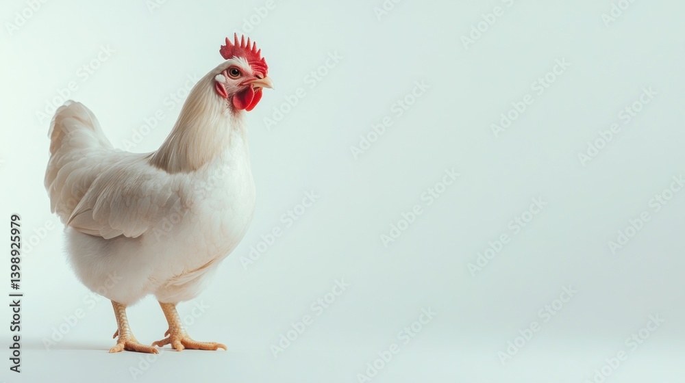 Fototapeta premium White hen portrait against white background agriculture and food production concepts