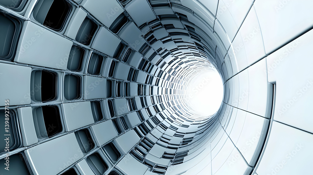 Naklejka premium Futuristic Tunnel With Perspective View And Geometric Design