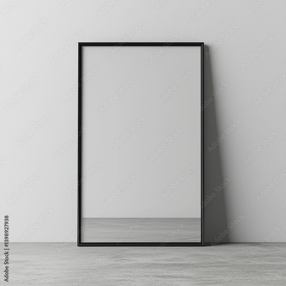 Blank Black Frame Mockup on White Wall Blank Black Frame Mockup on White Wall