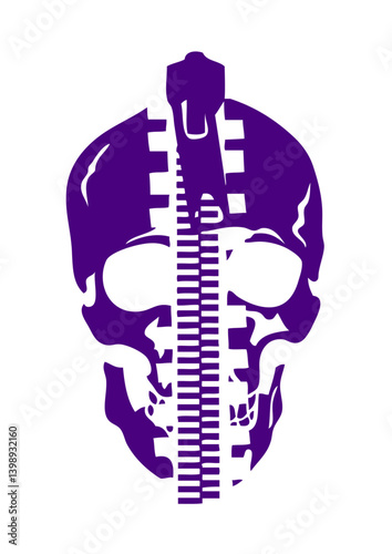 tete de mort fermeture eclair crane
