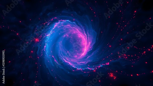 Synthwave Abstract Energy Vortex, Futuristic Sci-Fi Tunnel with Glowing Particles, Digital Swirls, and Cosmic Light Depth in a Retro Aesthetic